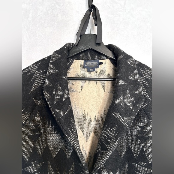 Pendleton Sonora Archive Blanket Long Coat Jacket Black Cream Large - Picture 2 of 10